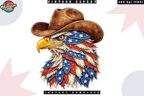 Celebrating Independence with the 4th of July Cowboy Eagle Patchwork PNG
