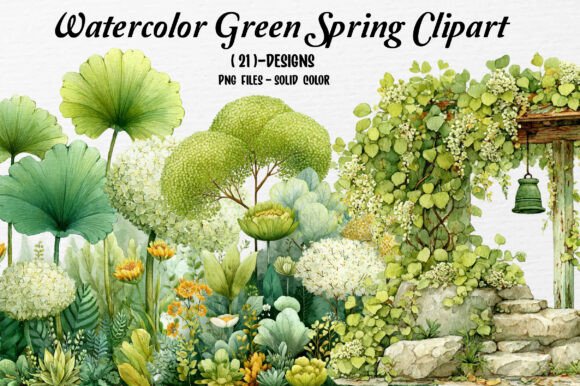 Elevating Digital Design with Watercolor Green Spring Clipart: A Strategic Resource for Modern Creators