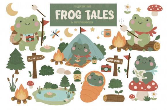 Frog Tales Clipart Set: A Practical Guide to Using Kawaii Camping Graphics