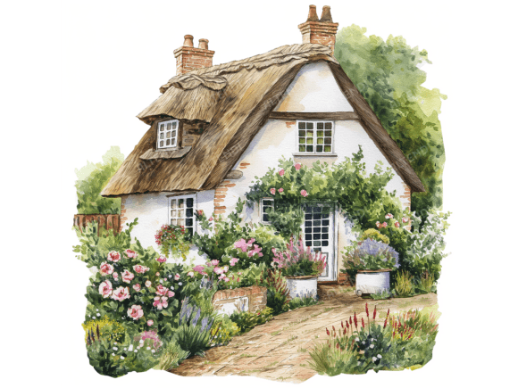 Integrating Watercolor English Cottages Clipart into Professional and Creative Workflows