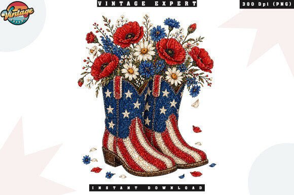 Mastering the Use of Patriotic Cowboy Boots Floral USA PNG for Professional Results