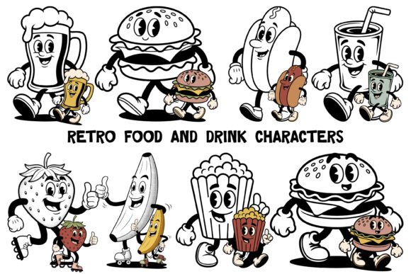 Revitalize Your Designs with a Retro Food Mascot PNG Bundle