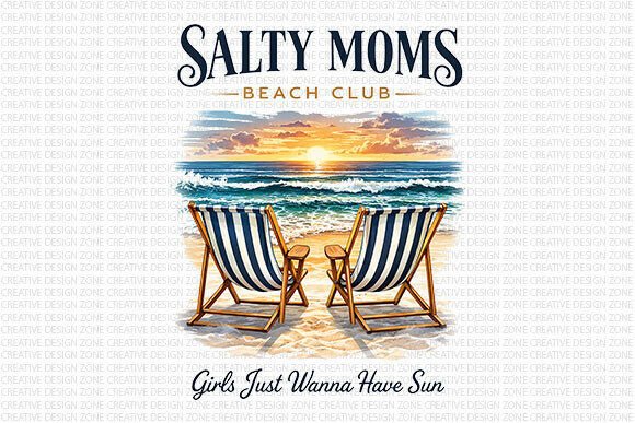 Salty Moms Beach Club PNG: Summer Design