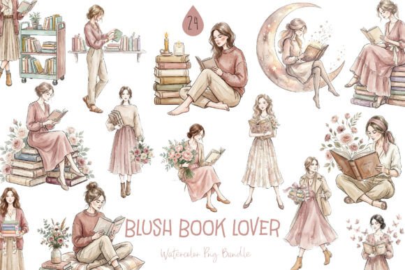 Strategic Visual Branding with the Blush Book Lover Clipart Bundle