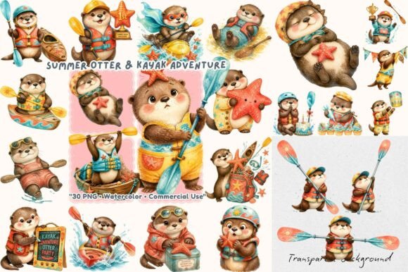 Summer Kayak Otter Watercolor Clipart: A Design Resource Evaluation