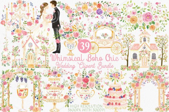 Whimsical Boho Chic Wedding Clipart Guide