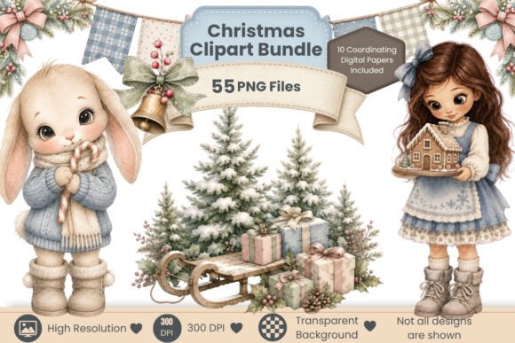 Winter Girls Clipart Bundle: Elevating Seasonal Design with Whimsical Watercolor Aesthetics